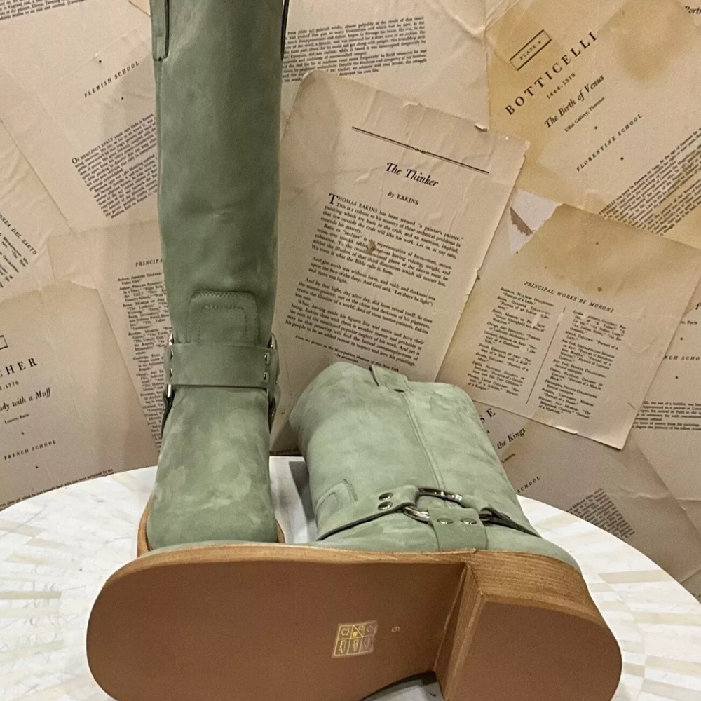 Free People Jeffrey Campbell Kira Reflection Boot Harness Moss Light Olive - Picture 10 of 11